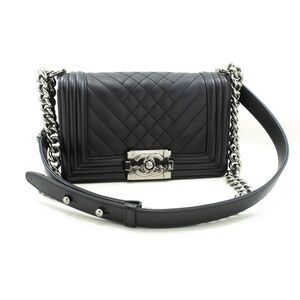 Chanel Boy Flap Quilted Calfskin Black Calfskin Shoulder Bag Bag